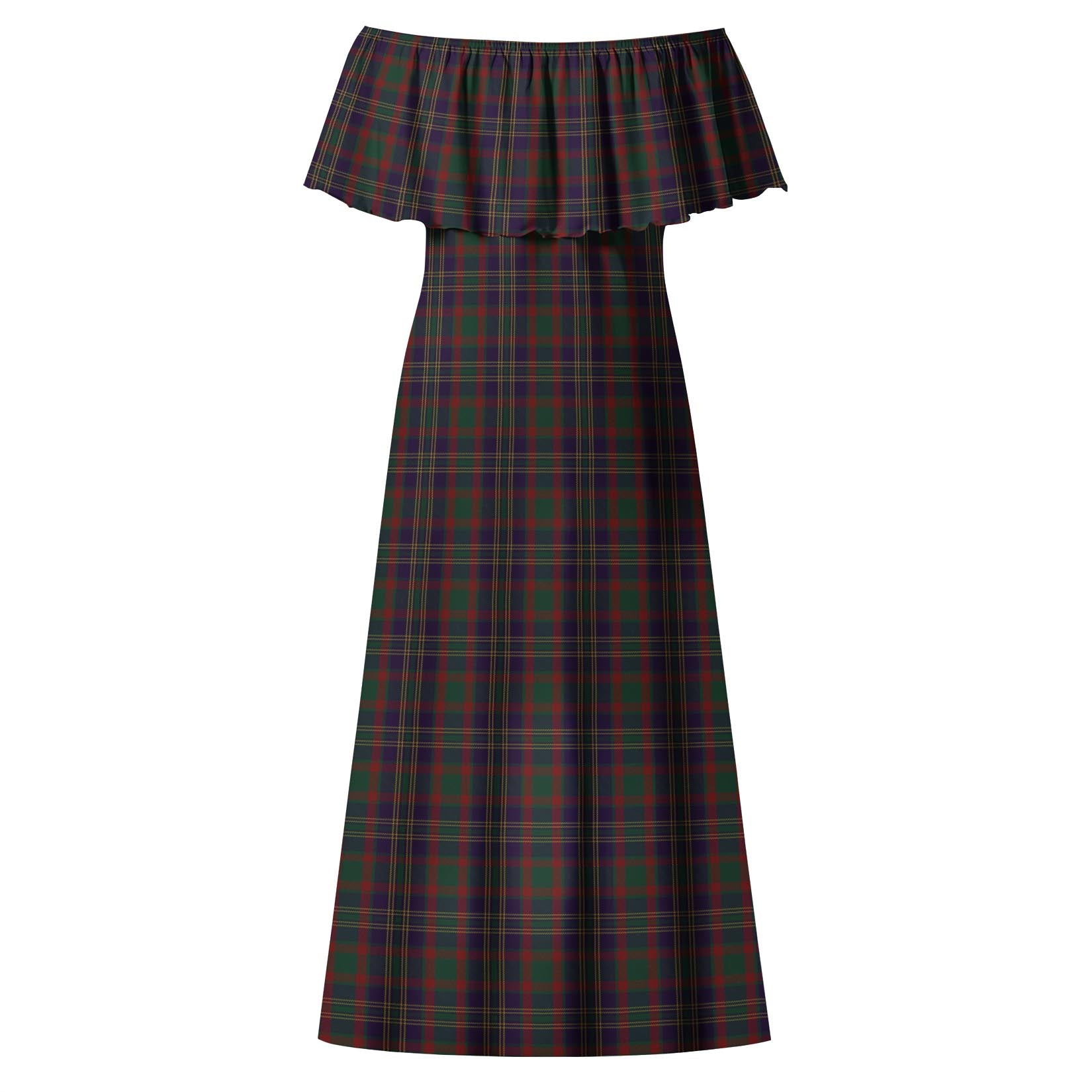 Cork County Ireland Tartan Off Shoulder Long Dress - Tartanvibesclothing