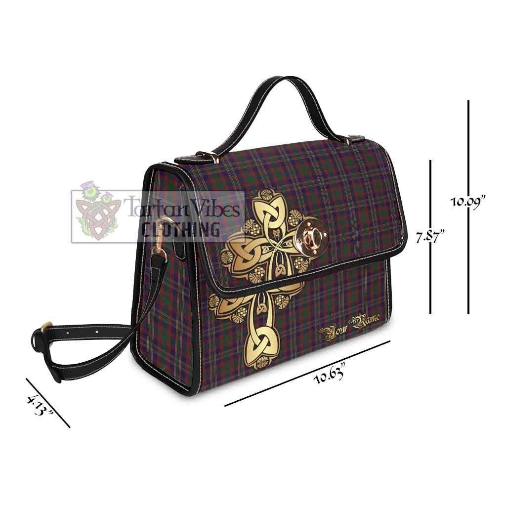 Tartan Vibes Clothing Cork County Ireland Tartan Waterproof Canvas Bag Golden Thistle Celtic Cross Style