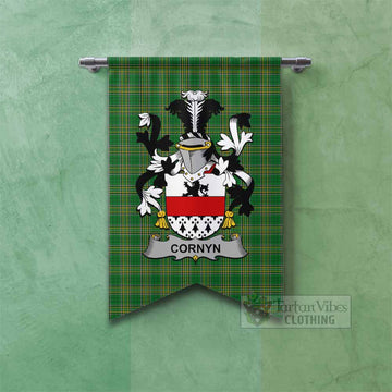 Cornyn Irish Clan Tartan Gonfalon, Tartan Banner with Coat of Arms Fishtail - Tartan Vibes Clothing