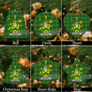 Corrigan Irish Clan Tartan Christmas Ceramic Ornament with Coat of Arms