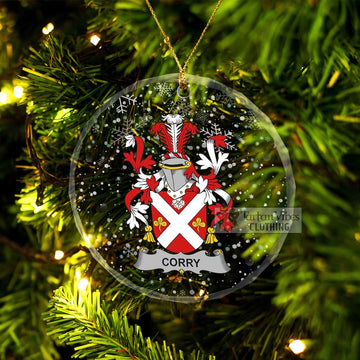 Corry Irish Clan Christmas Glass Ornament with Coat of Arms