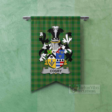 Cosby Irish Clan Tartan Gonfalon, Tartan Banner with Coat of Arms Fishtail - Tartan Vibes Clothing