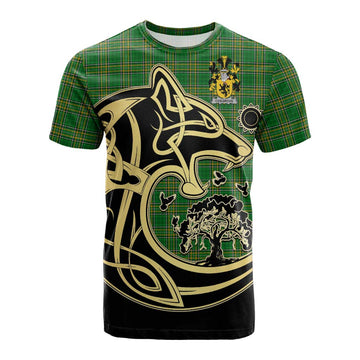 Cosgrove Irish Tartan Cotton T-shirt with Coat of Arms Celtic Wolf Style