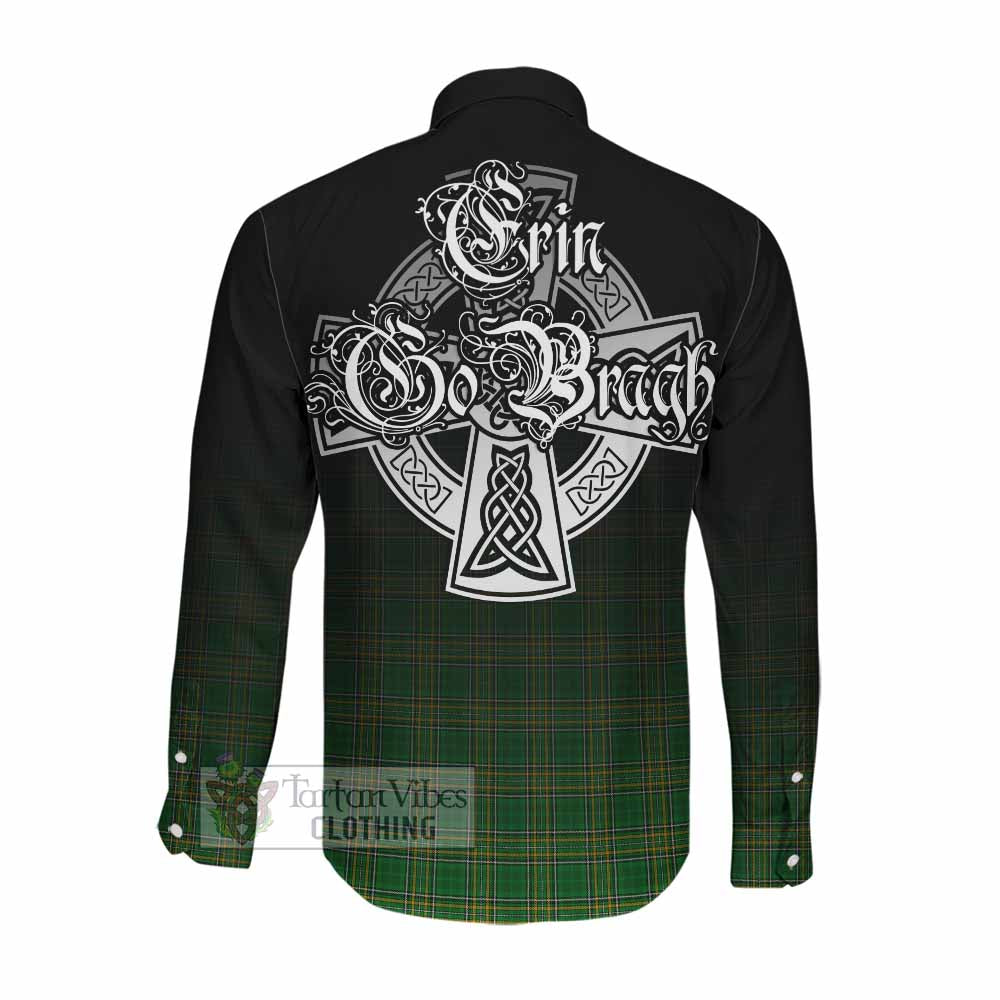 Cosgrove Irish Clan Long Sleeve Button Shirt with Coat of Arms Erin Go Bragh Celtic Inspired Men's Shirt - Tartan Vibes Clothing