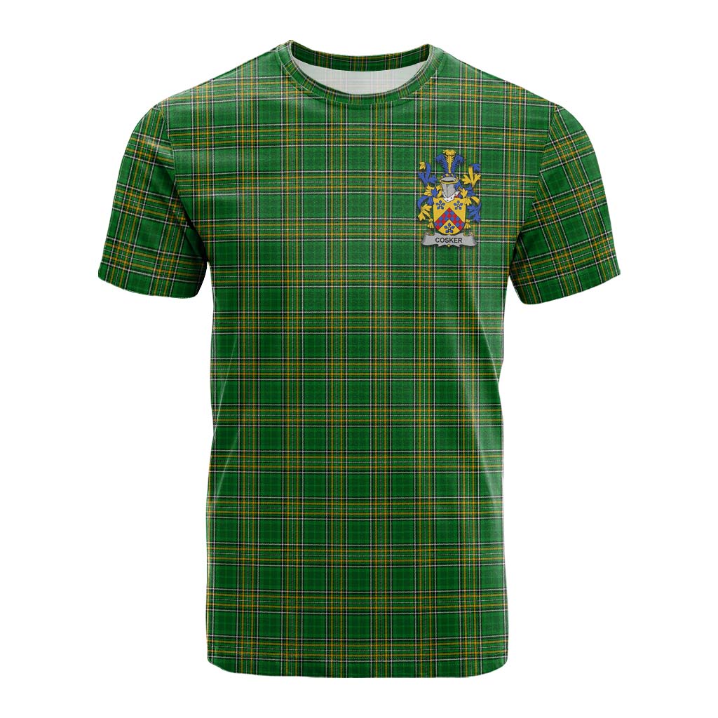 Tartan Vibes Clothing Cosker Irish Clan Tartan Cotton T-shirt with Coat of Arms