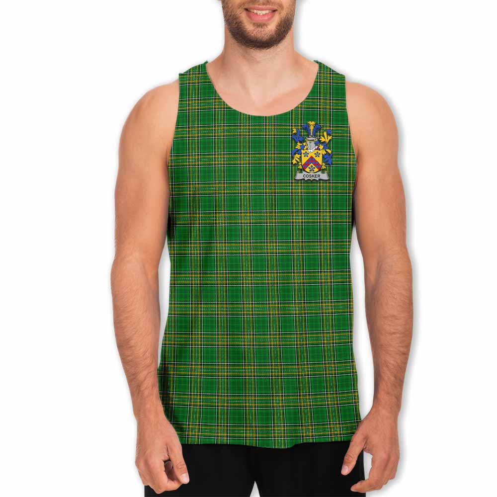 Tartan Vibes Clothing Cosker Irish Clan Tartan Men's Tank Top with Coat of Arms