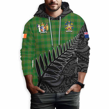 Cosker Irish Clan Tartan Hoodie with Coat of Arms New Zealand Silver Fern Half Style