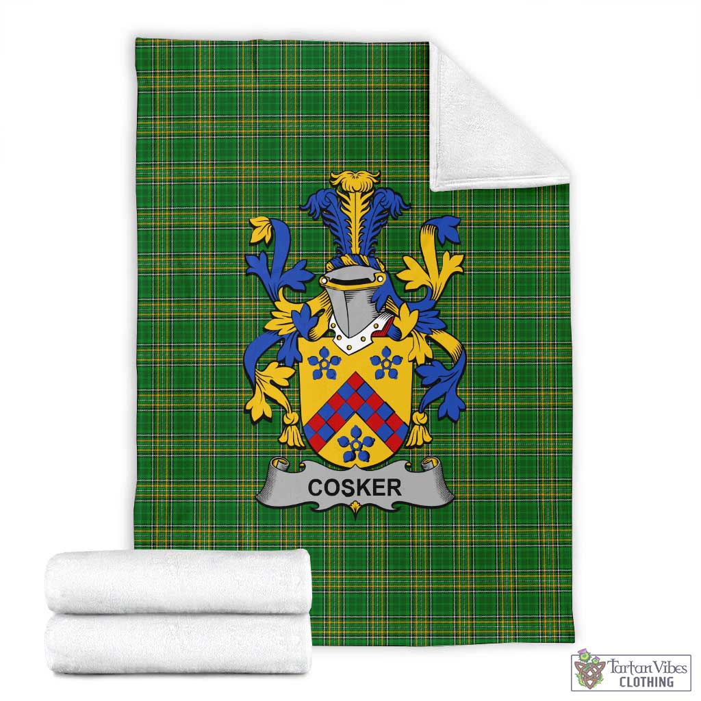 Tartan Vibes Clothing Cosker Irish Clan Tartan Blanket with Coat of Arms