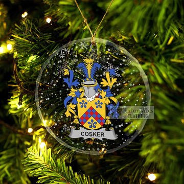 Cosker Irish Clan Christmas Glass Ornament with Coat of Arms