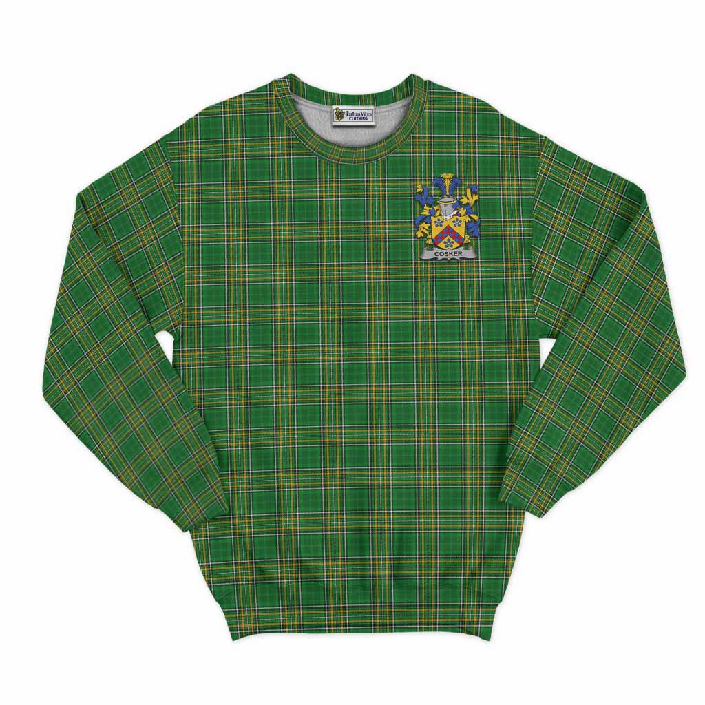 Tartan Vibes Clothing Cosker Irish Clan Tartan Sweatshirt with Coat of Arms