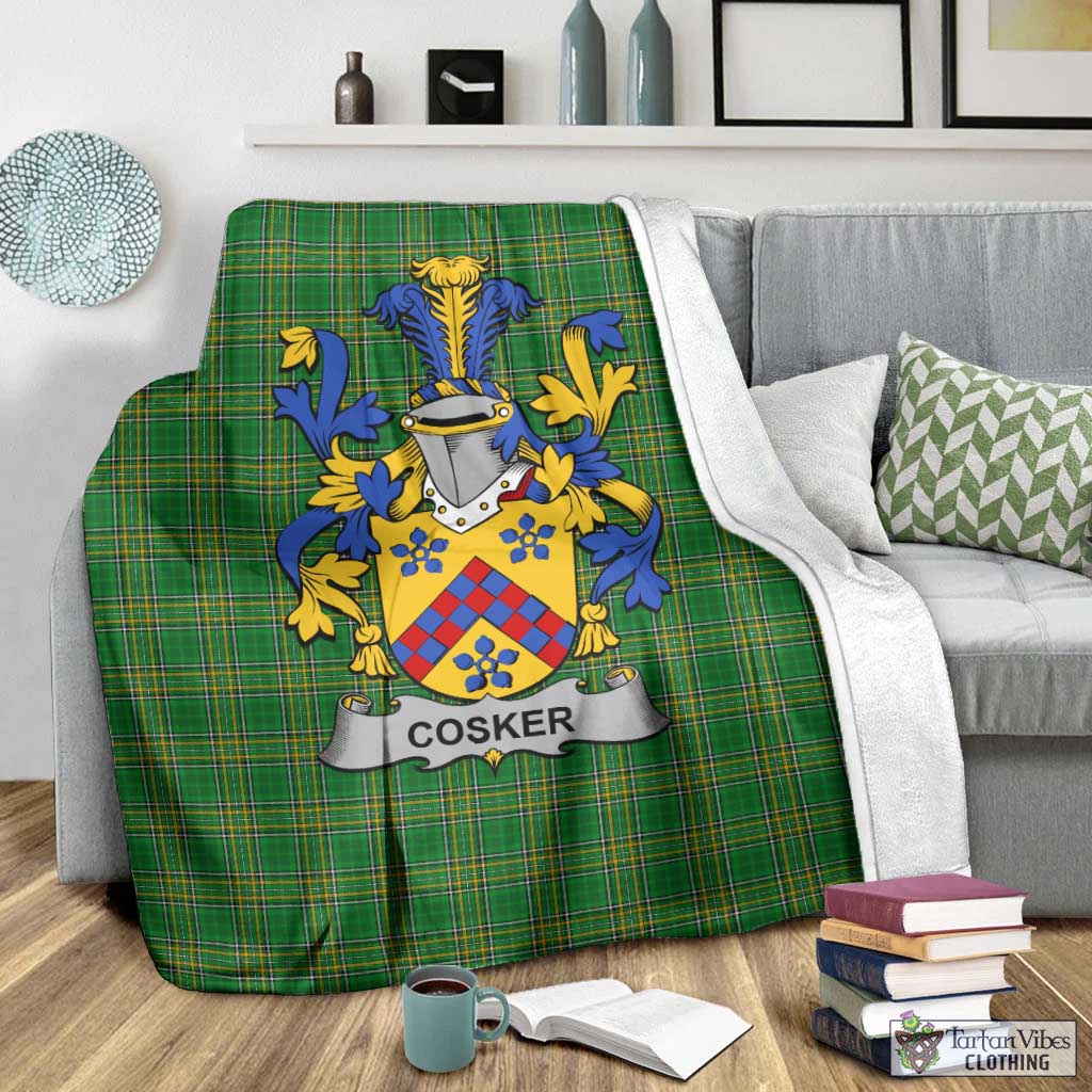 Tartan Vibes Clothing Cosker Irish Clan Tartan Blanket with Coat of Arms