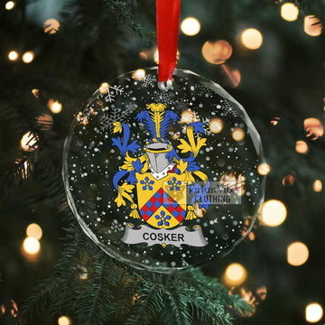 Cosker Irish Clan Christmas Glass Ornament with Coat of Arms