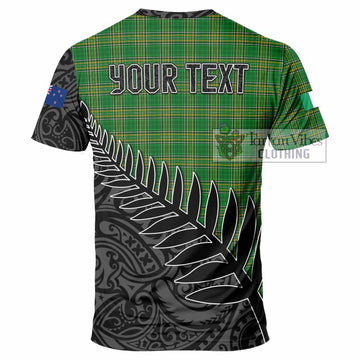 Cosker Irish Clan Tartan T-Shirt with Coat of Arms New Zealand Silver Fern Half Style