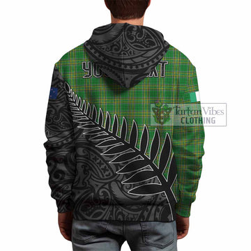 Cosker Irish Clan Tartan Hoodie with Coat of Arms New Zealand Silver Fern Half Style