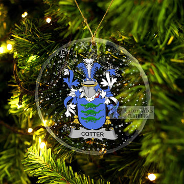 Cotter Irish Clan Christmas Glass Ornament with Coat of Arms