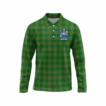 Cotter Irish Clan Tartan Long Sleeve Polo Shirt with Coat of Arms