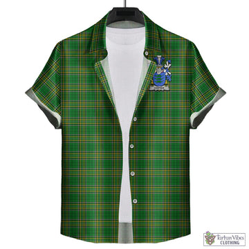 Cotter Irish Clan Tartan Short Sleeve Button Up with Coat of Arms