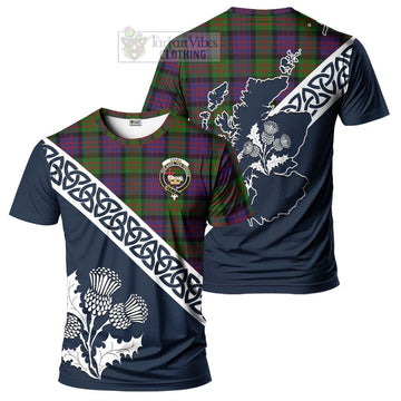 Coull Tartan T-Shirt Featuring Thistle and Scotland Map Kid's Shirt - Tartanvibesclothing Store
