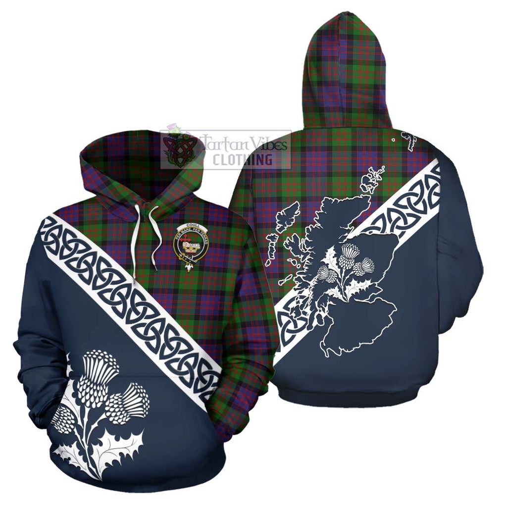 Coull Tartan Hoodie Featuring Thistle and Scotland Map Zip Hoodie - Tartan Vibes Clothing