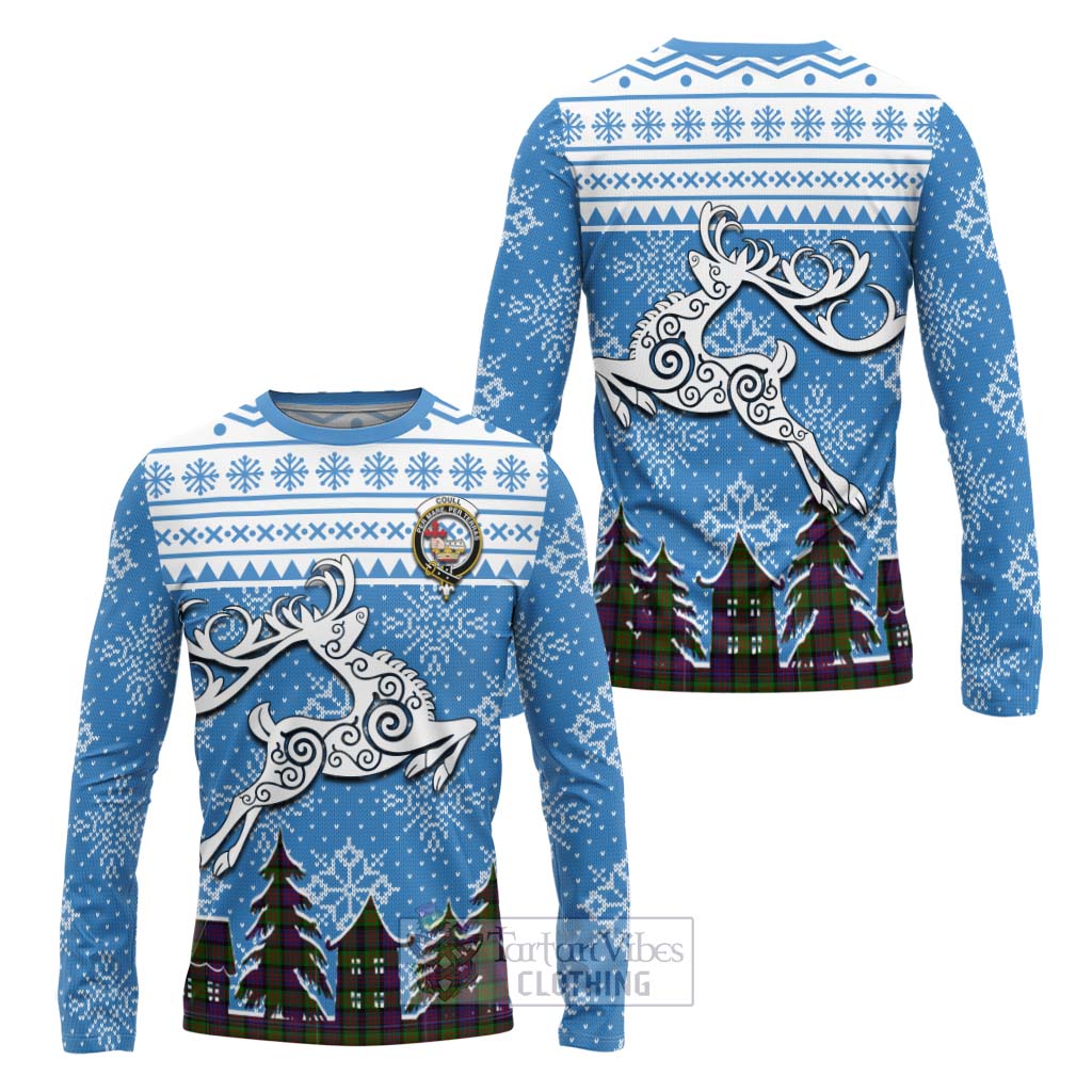 Coull Clan Christmas Long Sleeve T-Shirt Celtic Reindeer Style Unisex - Tartan Vibes Clothing