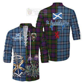 Coull Tartan Ghillie Kilt Shirt Happy St. Andrew's Day Half Tartan Style Men - Tartan Vibes Clothing