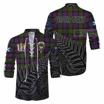 Coull Crest Tartan Ghillie Kilt Shirt with New Zealand Silver Fern Half Style Men - Tartan Vibes Clothing