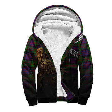 Coull Crest Tartan Sherpa Hoodie with Golden Lion Emblem Celtic Style Unisex S - Tartan Vibes Clothing