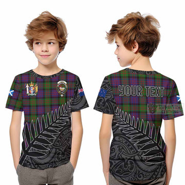Coull Crest Tartan Kid T-Shirt with New Zealand Silver Fern Half Style Youth XL Size14 - Tartan Vibes Clothing