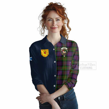 Coull Tartan Women's Casual Shirt Alba with Scottish Lion Royal Arm Half Style Female - Tartan Vibes Clothing