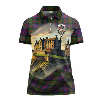 Coull Tartan Family Crest Women's Polo Shirt with Scottish Ancient Castle Style Women - Tartan Vibes Clothing