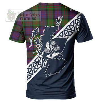 Coull Tartan T-Shirt Featuring Thistle and Scotland Map - Tartanvibesclothing Store
