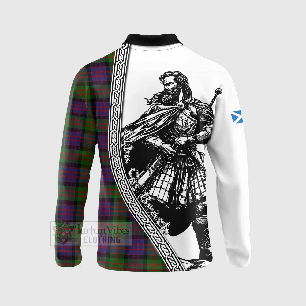 Coull Tartan Clan Crest Long Sleeve Polo Shirt with Highlander Warrior Celtic Style - Tartan Vibes Clothing
