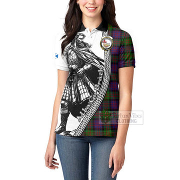 Coull Tartan Clan Crest Women's Polo Shirt with Highlander Warrior Celtic Style - Tartan Vibes Clothing