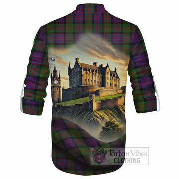 Coull Tartan Family Crest Ghillie Kilt Shirt with Scottish Ancient Castle Style - Tartan Vibes Clothing