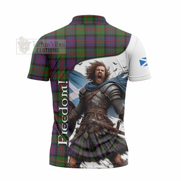 Coull Crest Tartan Zipper Polo Shirt Inspired by the Freedom of Scottish Warrior - Tartan Vibes Clothing