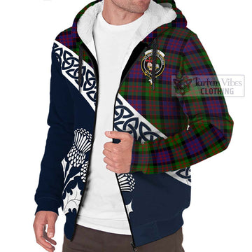 Coull Tartan Sherpa Hoodie Featuring Thistle and Scotland Map - Tartan Vibes Clothing