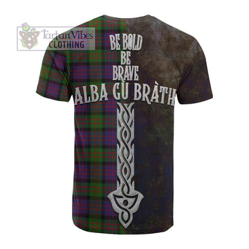 Coull Tartan Family Crest Cotton T-shirt Alba Gu Brath Be Brave Lion Ancient Style - Tartan Vibes Clothing