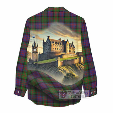 Coull Tartan Family Crest Women's Casual Shirt with Scottish Ancient Castle Style - Tartan Vibes Clothing