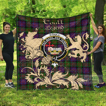 Coull Tartan Quilt with Family Crest and Scottish Symbol Style - Tartan Vibes Clothing