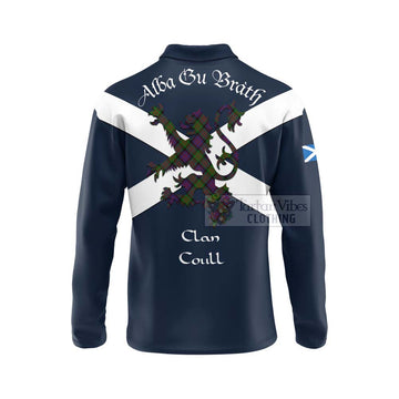 Coull Tartan Lion Rampant Long Sleeve Polo Shirt Proudly Display Your Heritage with Alba Gu Brath and Clan Name - Tartan Vibes Clothing