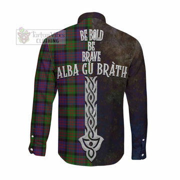 Coull Tartan Family Crest Long Sleeve Button Shirt Alba Gu Brath Be Brave Lion Ancient Style Men's Shirt - Tartan Vibes Clothing