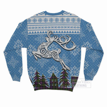Coull Clan Christmas Sweatshirt Celtic Reindeer Style - Tartan Vibes Clothing
