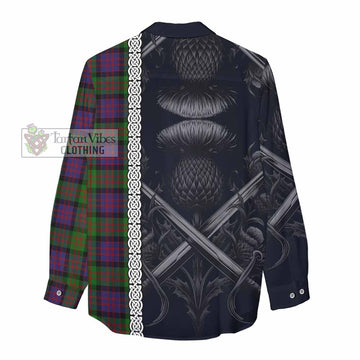 Coull Tartan Women's Casual Shirt with Family Crest Cross Sword Thistle Celtic Vibes - Tartan Vibes Clothing