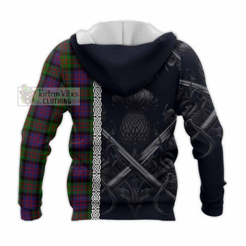 Coull Tartan Knitted Hoodie with Family Crest Cross Sword Thistle Celtic Vibes - Tartan Vibes Clothing