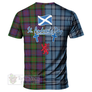 Coull Tartan T-Shirt Happy St. Andrew's Day Half Tartan Style - Tartan Vibes Clothing