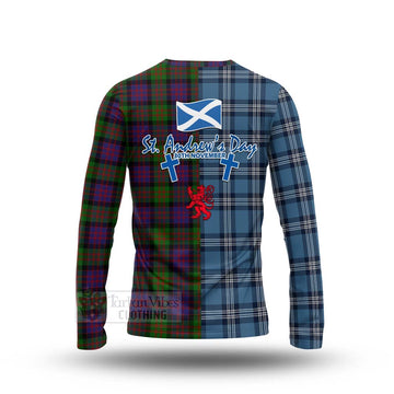 Coull Tartan Long Sleeve T-Shirt Happy St. Andrew's Day Half Tartan Style - Tartan Vibes Clothing