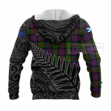 Coull Crest Tartan Knitted Hoodie with New Zealand Silver Fern Half Style - Tartan Vibes Clothing