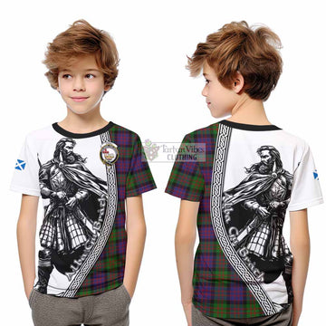 Coull Tartan Clan Crest Kid T-Shirt with Highlander Warrior Celtic Style - Tartan Vibes Clothing