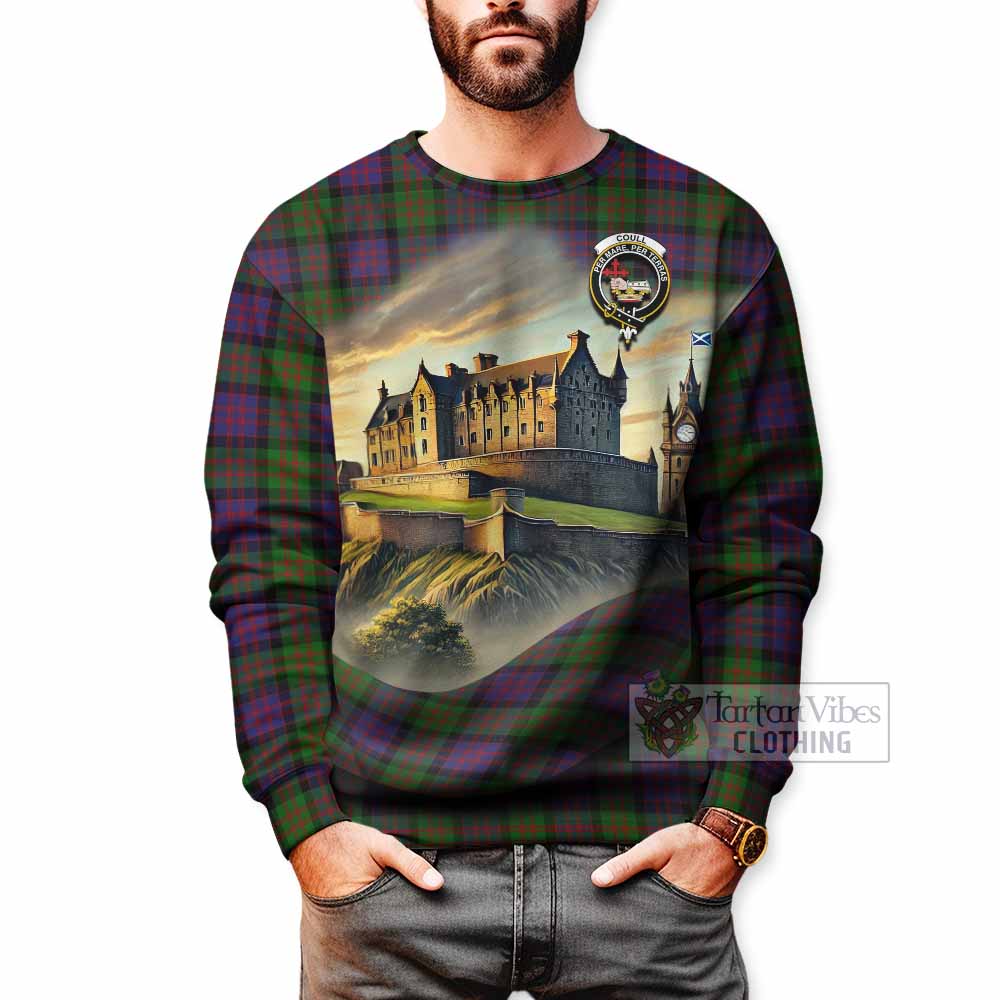Coull Tartan Family Crest Sweatshirt with Scottish Ancient Castle Style - Tartan Vibes Clothing