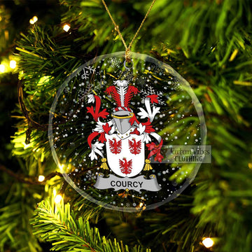 Courcy Irish Clan Christmas Glass Ornament with Coat of Arms